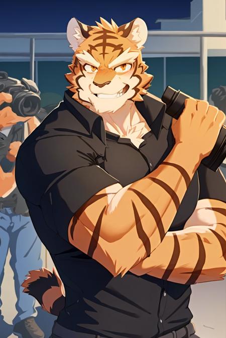 01167-2991766003-bara, furry, furry_male,male focus,muscular male, orange eyes,tiger furry,tiger ears, ,1boy, solo,_public, photographers,.png